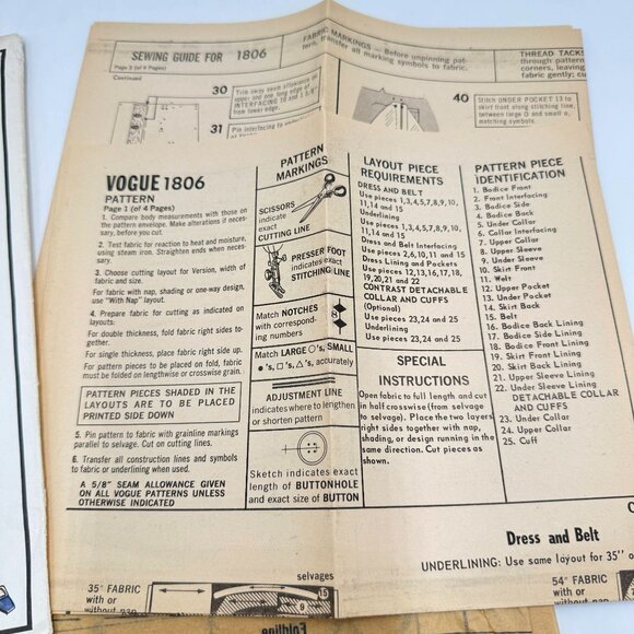 Vogue Paris Original 1806 Coat & Dress Sewing Pattern Yves Saint Laurent 14 - Picture 3 of 6